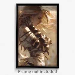 Art Poster - Woman Feeling Nervous Wearing Grimy Vertical Striped (Print)