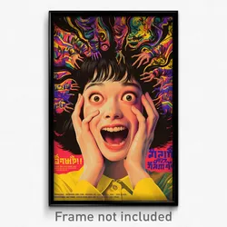 Thai Movie Poster - Woman Feeling Thrilled, Cheery Head Wreath (Art Print)