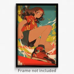 Spanish Movie Poster - Girl Feeling Vicious, Active Red Footwear (Art Print)