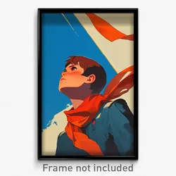 Movie Art Poster - Boy Feeling Dispirited, Academic Red Neckerchief (Film Print)