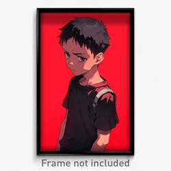 Anime Art Poster - Boy Feeling Angry Wearing Mellow Multi Strapped (Print)
