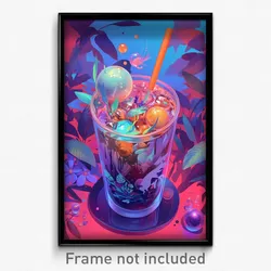 Art Poster - Shady Bubble Tea (Psychedelic Trippy Weird 11x17 Cartoon Print)