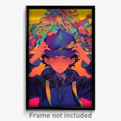 Anime Art Poster - Boy Feeling Shame Wearing Unique Cabbie Hat (Print)