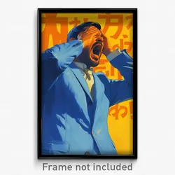 Bollywood Movie Poster - Man Feeling Yawning, Radiant Blue (India Art Print)