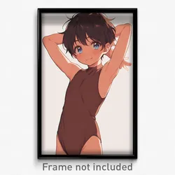 Anime Art Poster - Boy Feeling Contentment, Enchanted Brown Leotard (Print)