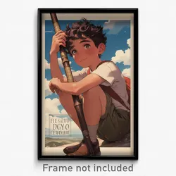 Spanish Movie Poster - Boy Feeling Self Motivated, Wooden Wand (Spain Art Print)