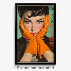 Japanese Movie Poster - Woman Feeling Distracted, Memorable Orange Gloves