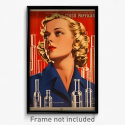 Russian Movie Poster - Woman Feeling Love, Scientific Blue Collar (Art Print)