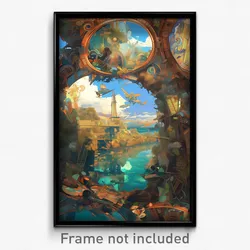 Art Poster - Artistic Wharf (Psychedelic Trippy Weird 11x17 Cartoon Print)