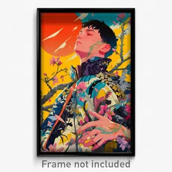 French Movie Poster - Boy Feeling Joviality, Webbed Cherry Blossoms (Art Print)