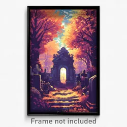 Art Poster - Stark Cemetery (Psychedelic Trippy Weird 11x17 Cartoon Print)