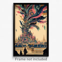 French Movie Poster - Pink Indian City (France Psychedelic Art Retro Film Print)