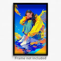 Anime Art Poster - Girl Feeling Acceptance, Yellowish Yellow Wings (Print)