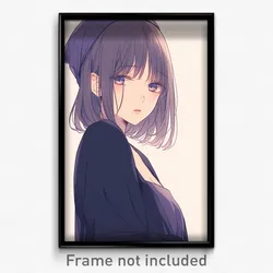 Anime Art Poster - Girl Feeling Melancholy Wearing Slim Purple Headwear (Print)