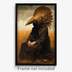 Art Poster - Man Feeling Idleness Wearing Large Headdress (Print)