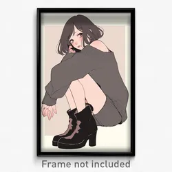 Anime Art Poster - Woman Feeling Self Pity, Delightful Ankle Boots (Print)