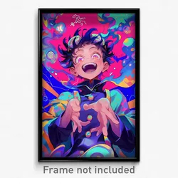 Anime Art Poster - Boy Feeling Excitement Wearing Scholarly Long Sleeves (Print)