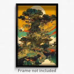 Art Poster - Faraway Highland (Psychedelic Trippy Weird 11x17 Cartoon Print)