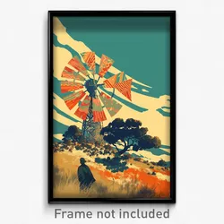 Greek Movie Poster - Triangular Windmill (Greece Retro Film Art Print)