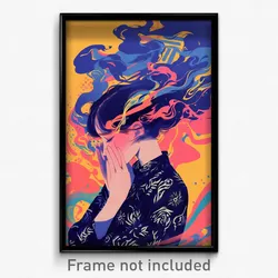 Thai Movie Poster - Woman Feeling Mad, Animated Blue Scarf (Thailand Art Print)