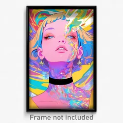 Art Poster - Girl Feeling Bliss Wearing Grand Star Choker (Art Print)