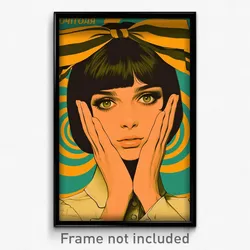 Russian Movie Poster - Girl Feeling Arrogant, Yellowish Striped Bow (Art Print)