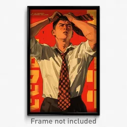 Thai Movie Poster - Man Feeling Powerless, Ragged Checkered Necktie (Art Print)