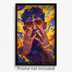 Bollywood Movie Poster - Boy Feeling Melancholy, Stunning Buttons (Art Print)