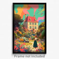 French Movie Poster - Cute Villa (France Psychedelic Art Retro Film Print)