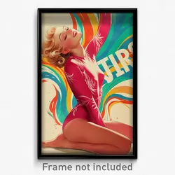 French Movie Poster - Girl Feeling Amazement, Comfortable Pink Leotard (Print)