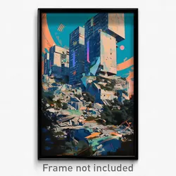 Russian Movie Poster - Uneven Modern Architecture (Russia Retro Film Art Print)