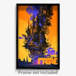 French Movie Poster - Detailed Temple (France Psychedelic Art Retro Film Print)