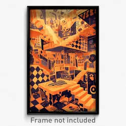 Art Poster - Important Hut (Psychedelic Trippy Weird 11x17 Cartoon Print)