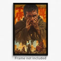 Mexican Movie Poster - Man Feeling Troubled, Complex Brown Cloak (Art Print)