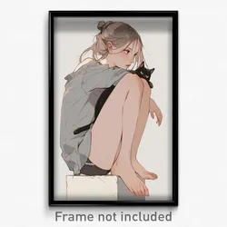 Anime Art Poster - Girl Feeling Helpless Wearing Noteworthy Grey Leota (Print)