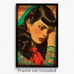 Mexican Movie Poster - Woman Feeling Anticipating, Outgoing Red Ascot (Print)