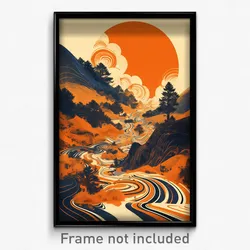 Icelandic Movie Poster - Orange Shire (Iceland Psychedelic Art Retro Film Print)