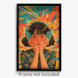 Indonesian Movie Poster - Girl Feeling Embarrassment, Notable Headphones (Print)