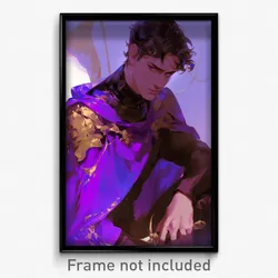 Art Poster - Man Feeling Attentiveness, Spectacular Purple Ves (Art Print)