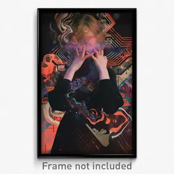 Movie Art Poster - Woman Feeling Love, Handmade Black Corset (Retro Film Print)