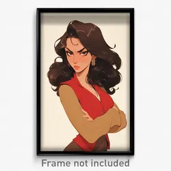 Art Poster - Woman Feeling Grouchiness Wearing Elegant Red Vest (Print)