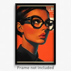 German Movie Poster - Woman Feeling Awe, Modern Black Framed Eyewear (Art Print)