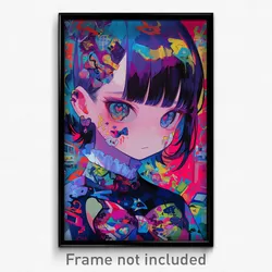 Anime Art Poster - Girl Feeling Melancholy Wearing Immaterial Ear Ribbon (Print)