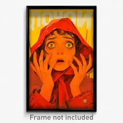 Russian Movie Poster - Woman Feeling Coercive, Bulky Red Hoodie (Art Print)