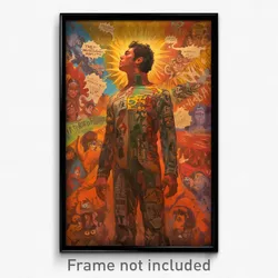 Mexican Movie Poster - Man Feeling Enchanted, Well Worn Multicolored Bodysuit