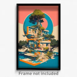 Greek Movie Poster - Damaged Cottage (Greece Psychedelic Art Retro Film Print)
