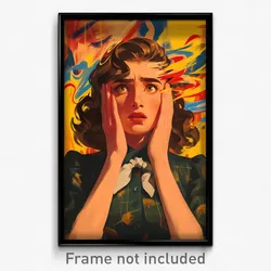 Spanish Movie Poster - Girl Feeling Powerless, Old Fashioned White Scarf (Print)