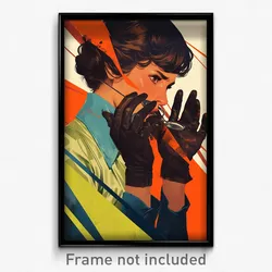 Movie Art Poster - Woman Feeling Numb, Modest Brown Gloves (Retro Film Print)
