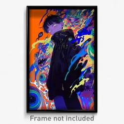 Anime Art Poster - Boy Feeling Unsure Wearing Grimy Black Jacket (Print)