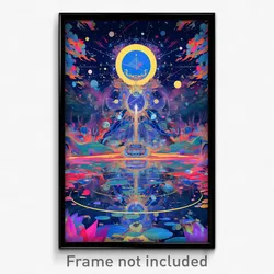 Art Poster - Colorful Pond (Psychedelic Trippy Weird 11x17 Cartoon Print)